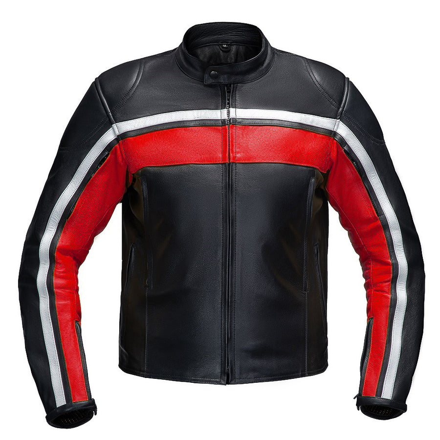 LEGACY RED MOTORCYCLE RACING LEATHER JACKET  front photo