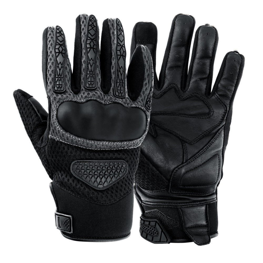 ARGON BLACK AND GREY MOTORCYCLE LEATHER GLOVES