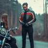 LEGACY RED MOTORCYCLE RACING LEATHER JACKET lifestyle photo